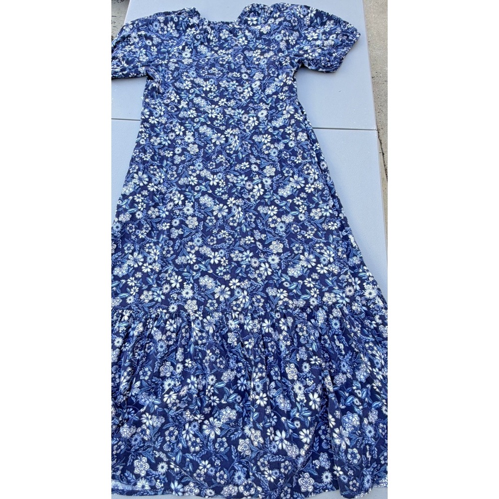 Old Navy Floral Maxi Dress Women's Medium BluePuff Sleeve Boho Cottagecore NWT - Picture 3 of 15